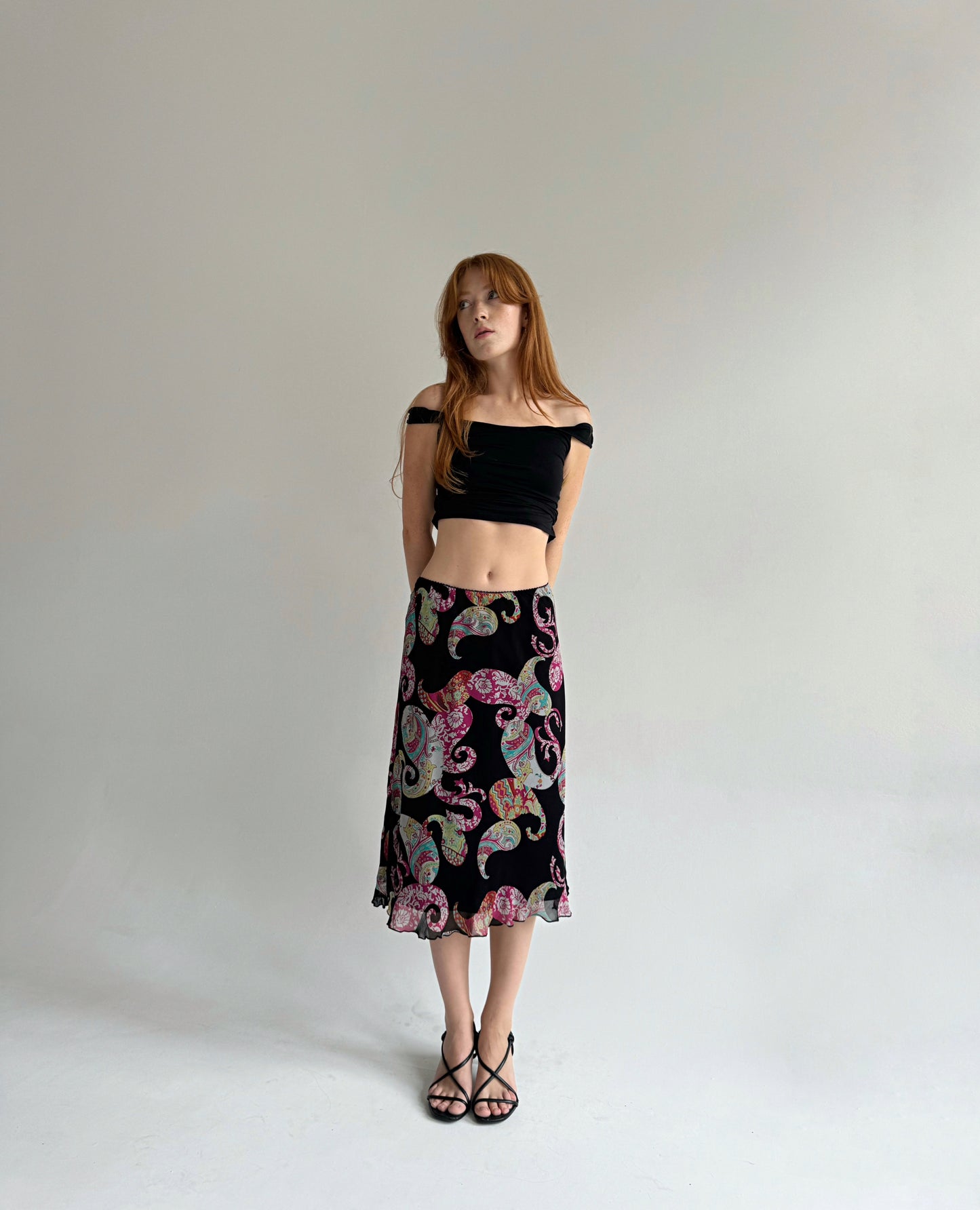 Y2K viscose midi skirt