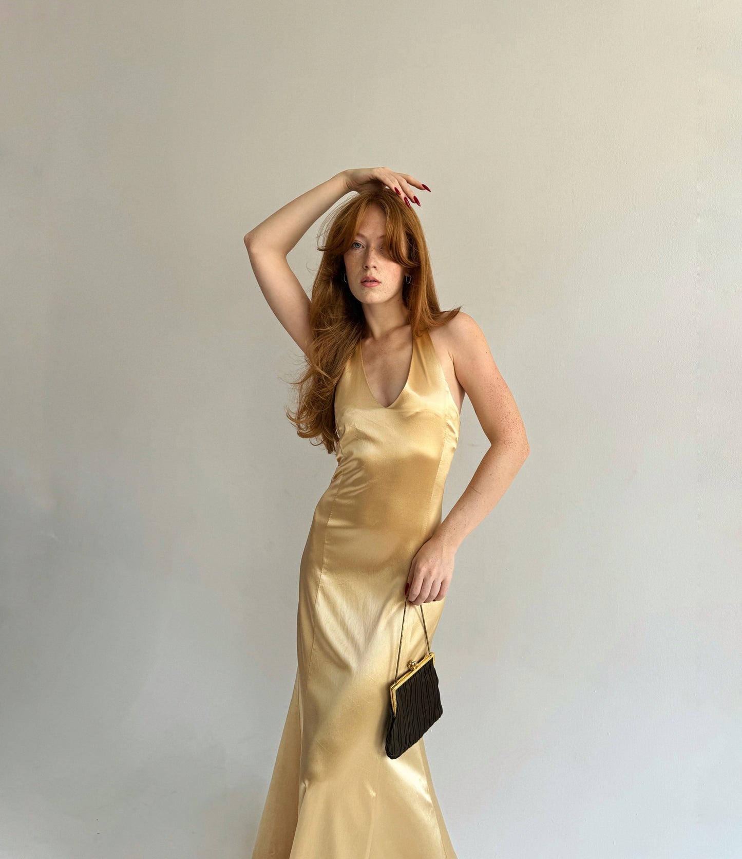 Vintage golden satin maxi dress