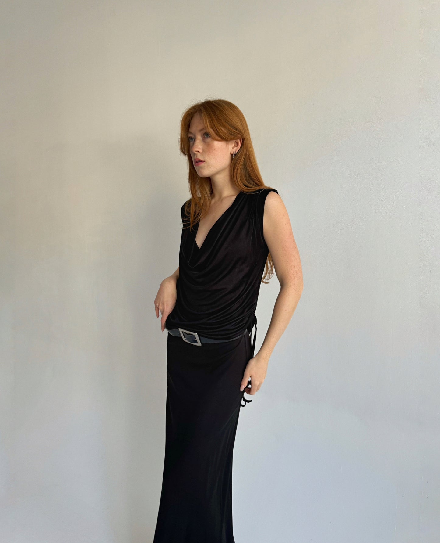 Y2K viscose blouse with cowl neck