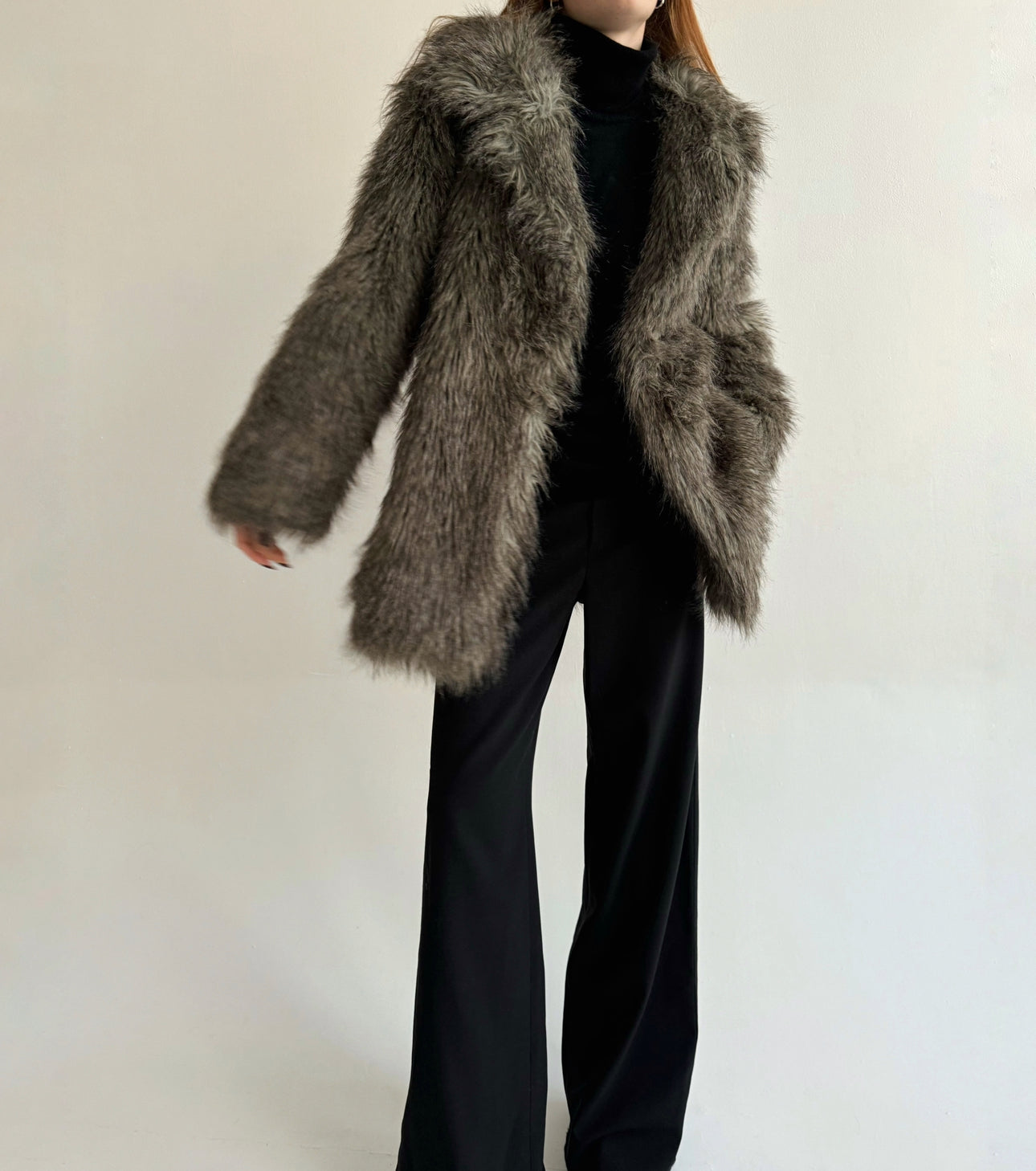 Vintage grey beautiful faux fur