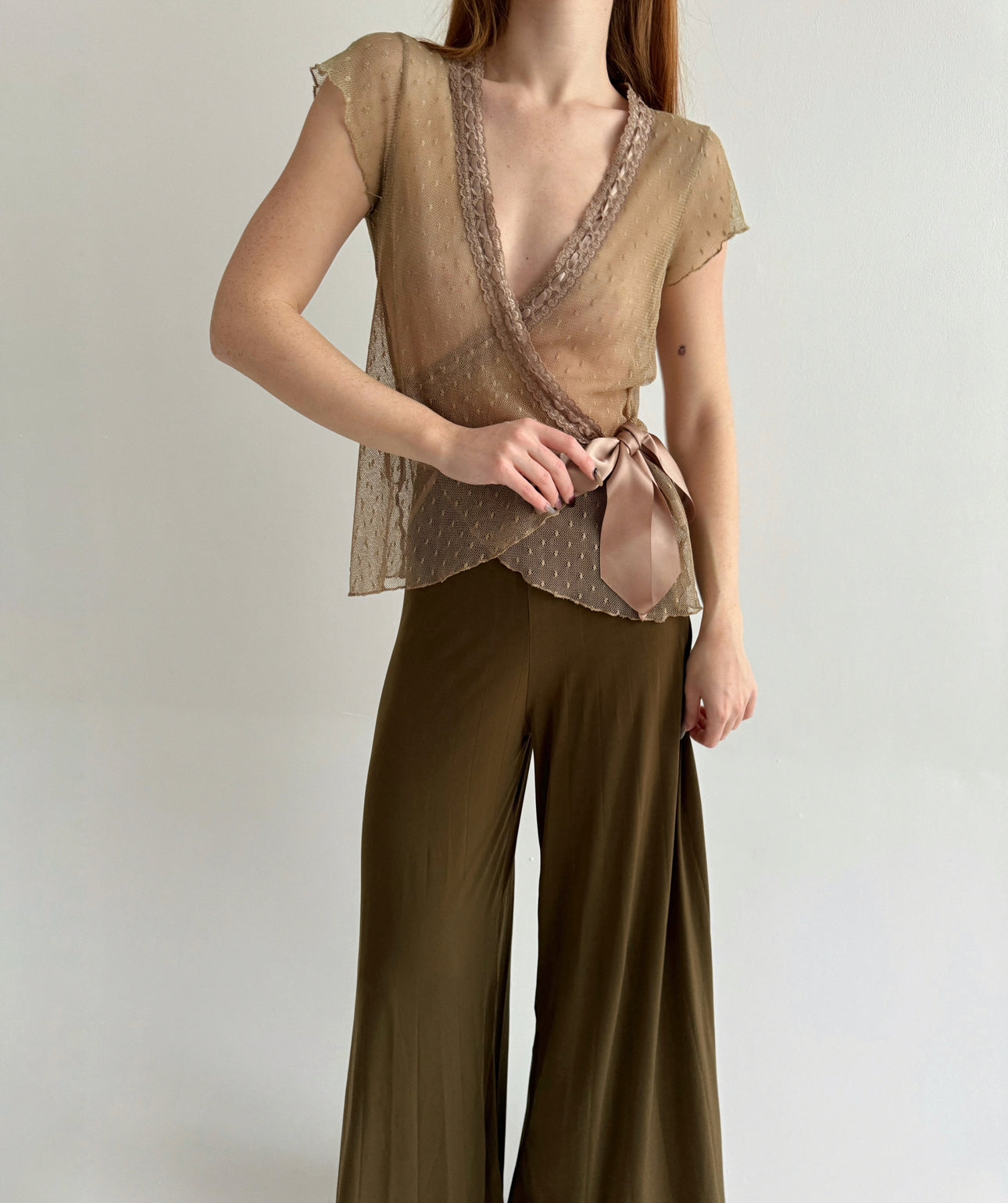 Vintage mesh wrap blouse