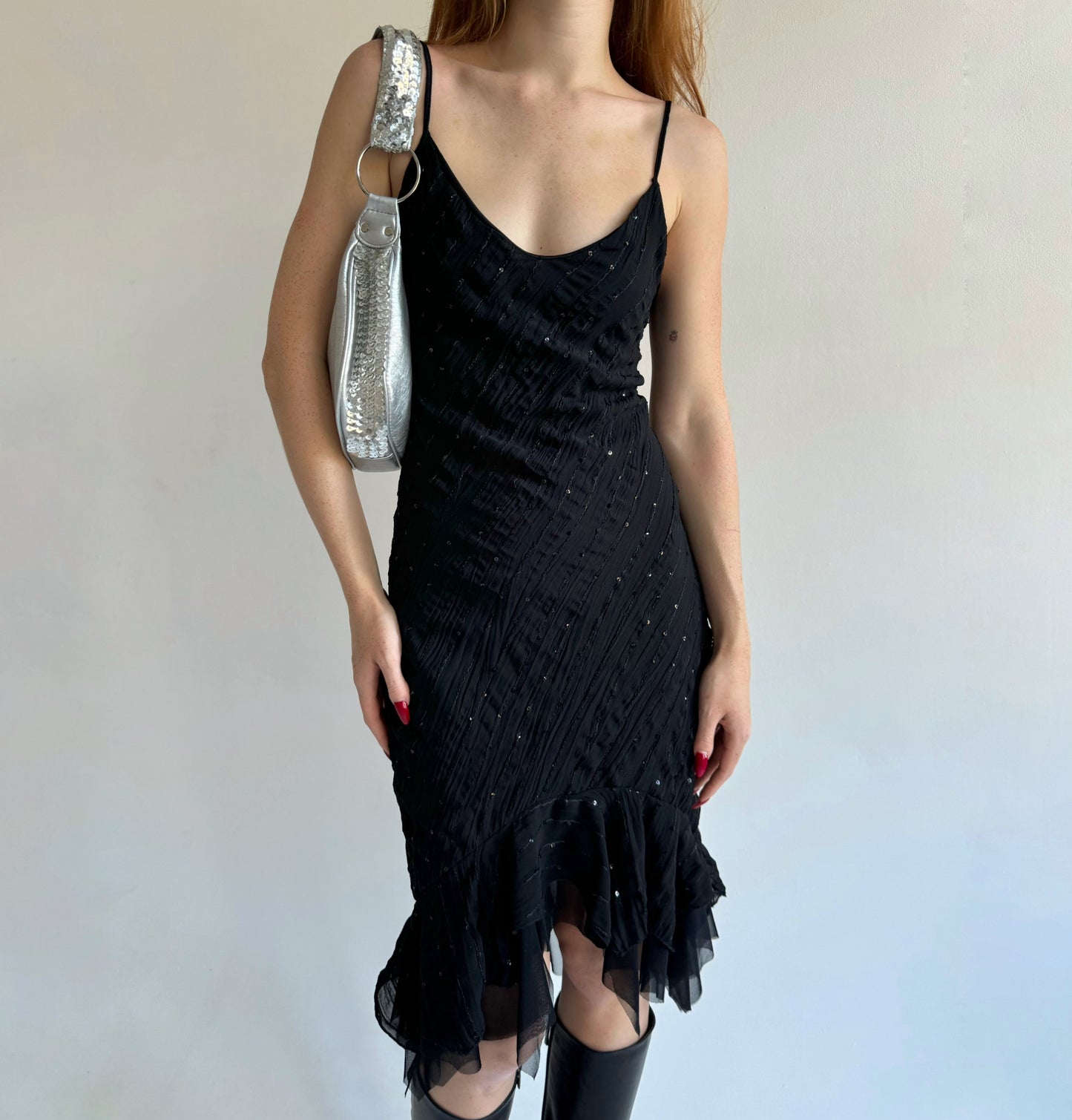 Vintage made in France black dress