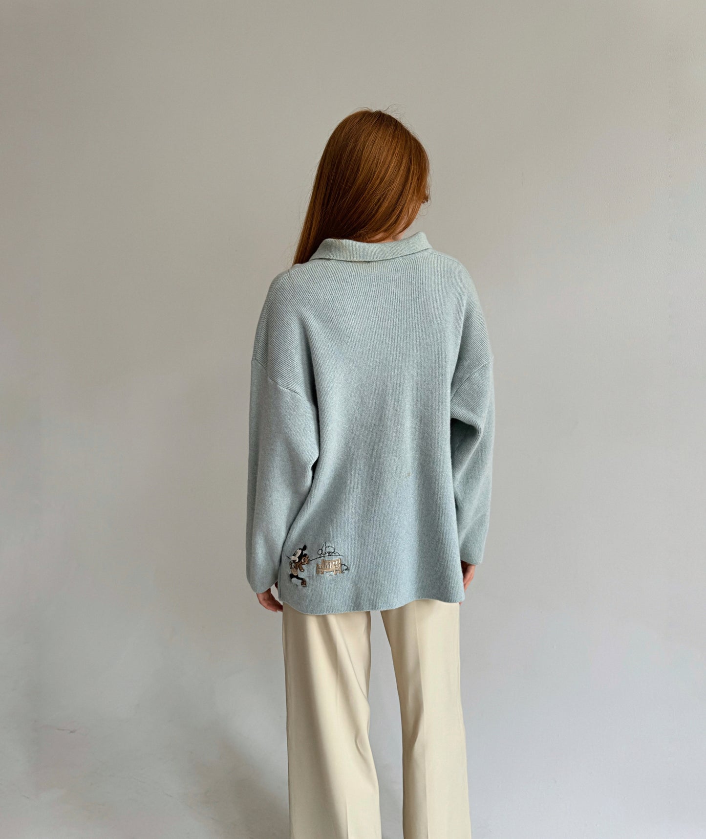 Vintage baby blue 100% wool oversized sweater