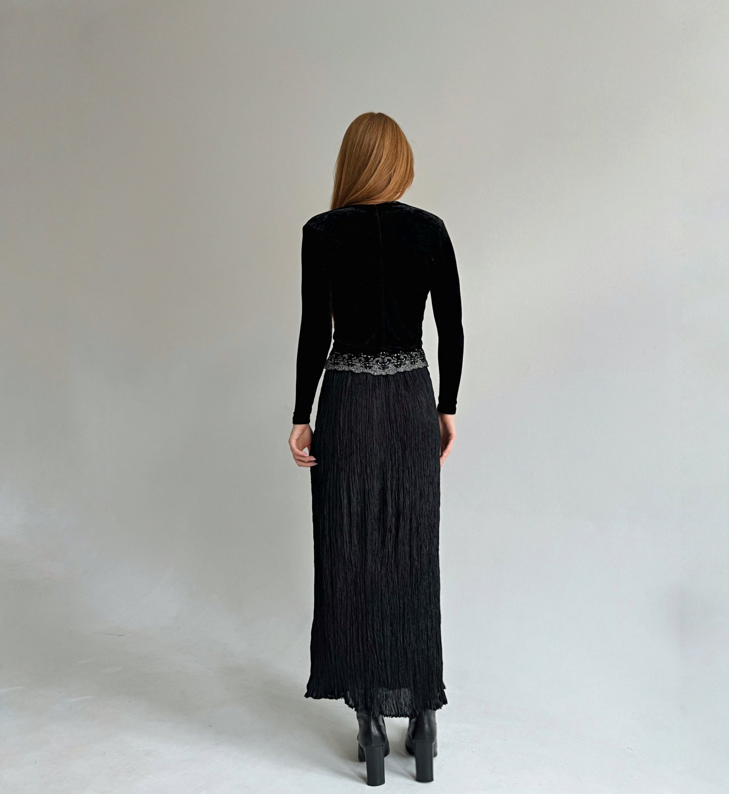 Vintage viscose black semi transparent skirt