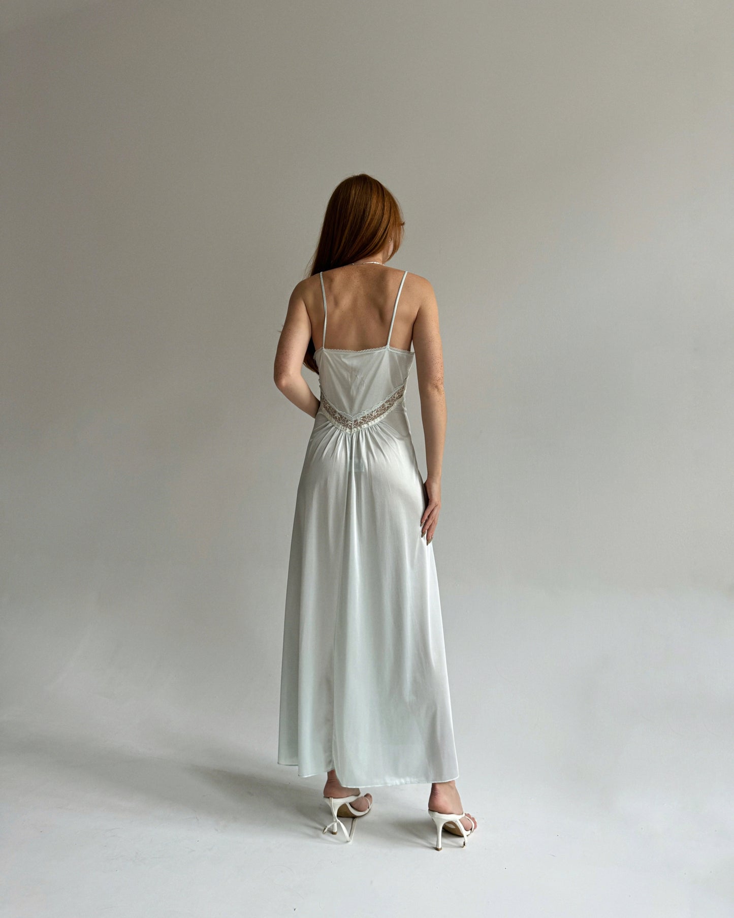 Vintage ice blue maxi slip dress