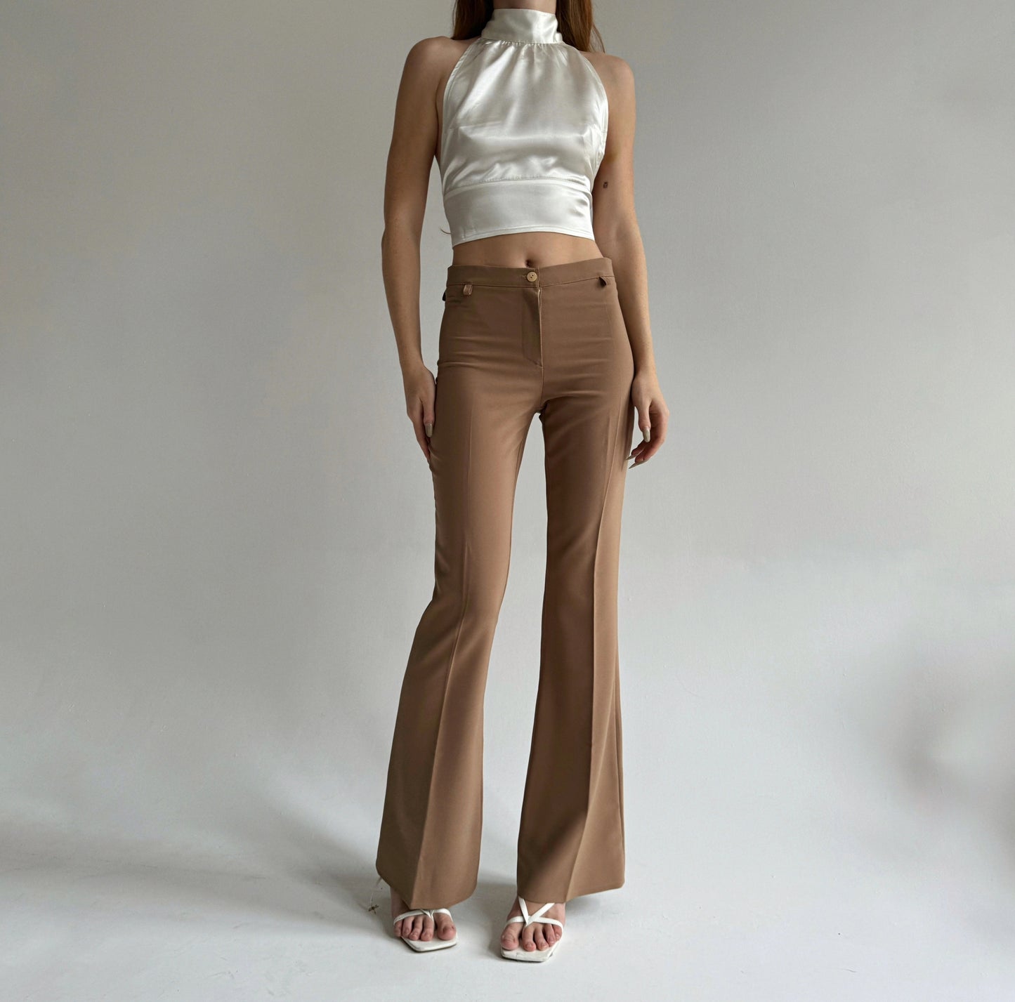 Vintage flared cotton blend pants