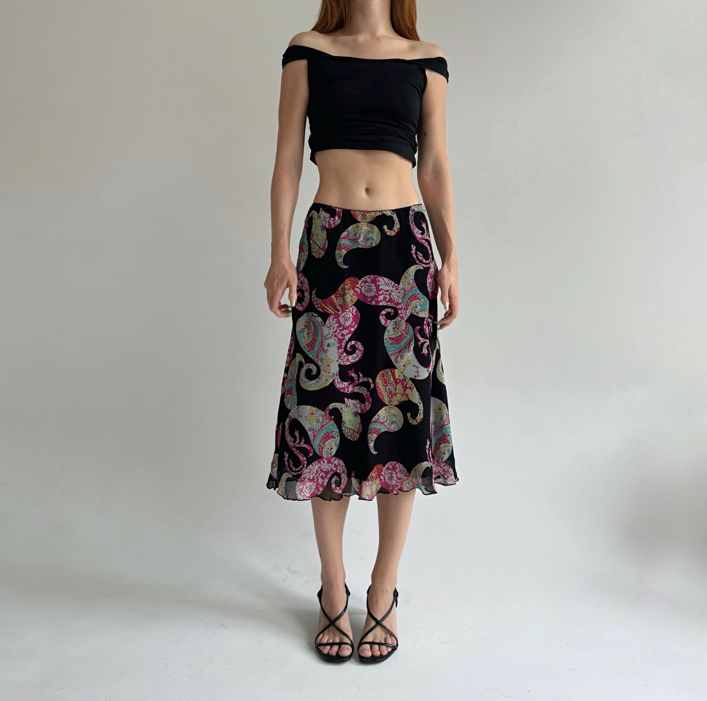 Y2K viscose midi skirt