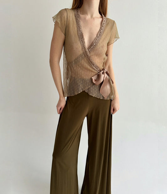 Vintage mesh wrap blouse