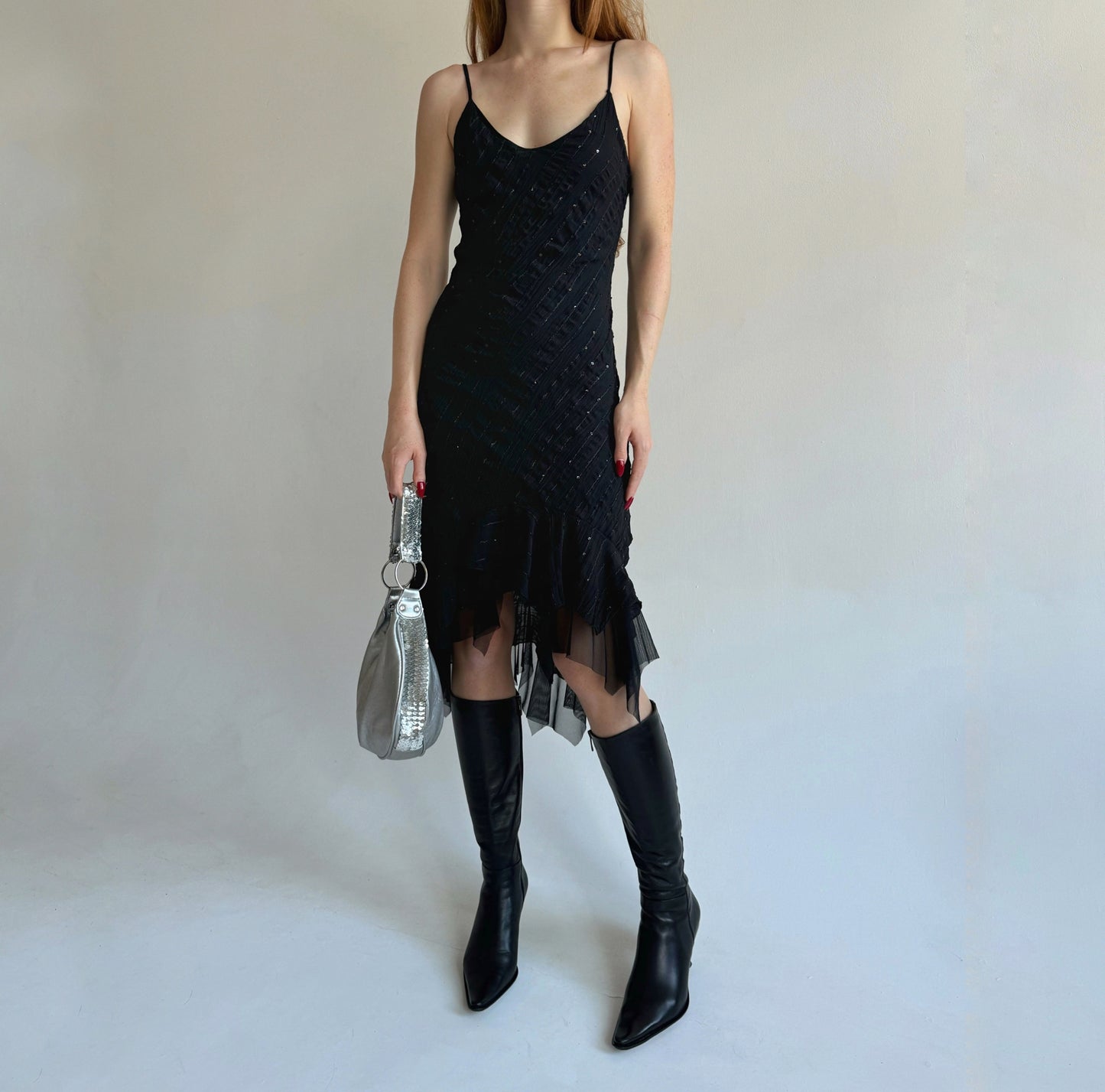 Vintage made in France black dress