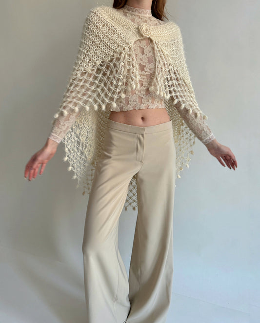 Vintage crochet poncho cardigan