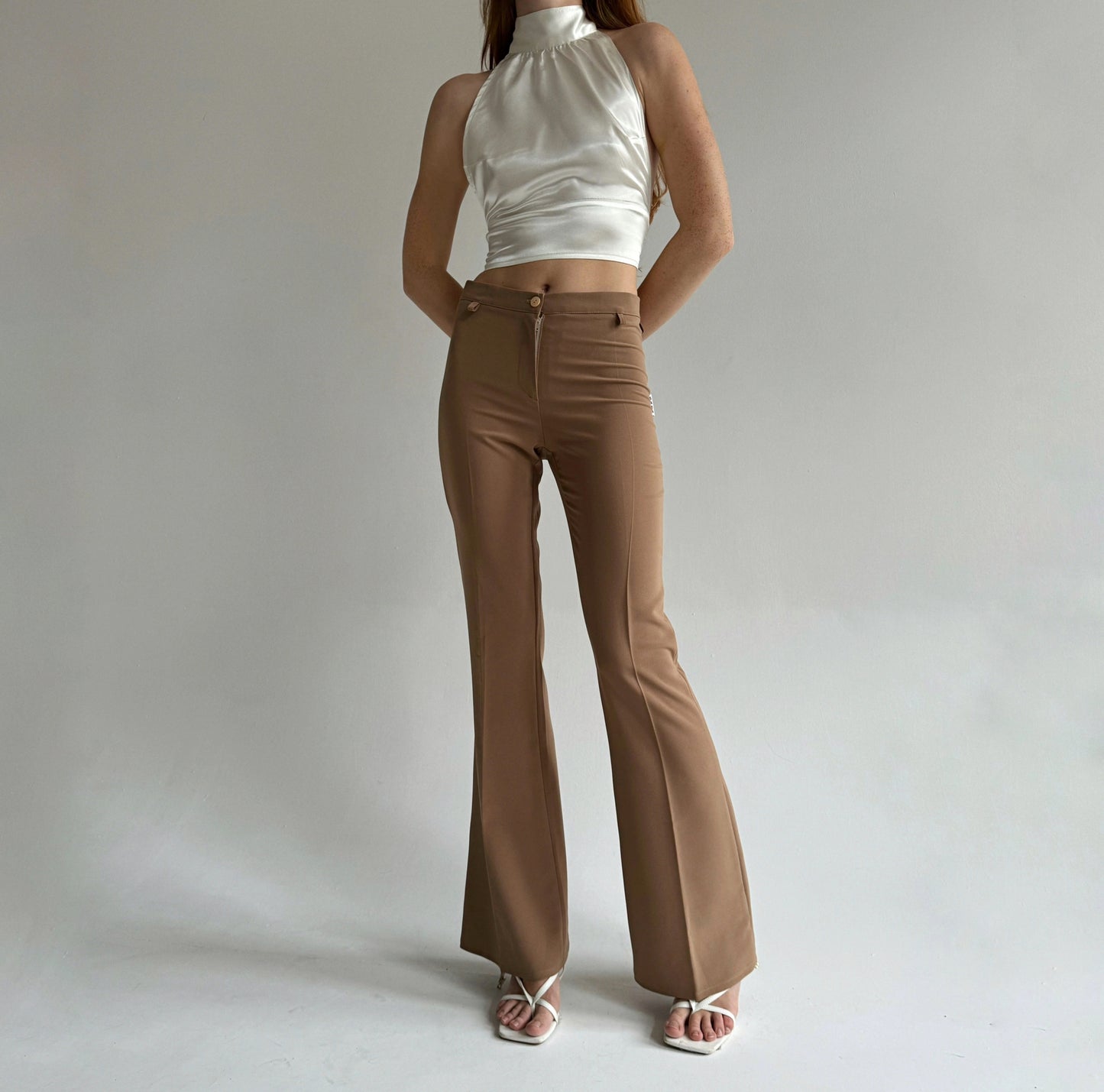 Vintage flared cotton blend pants