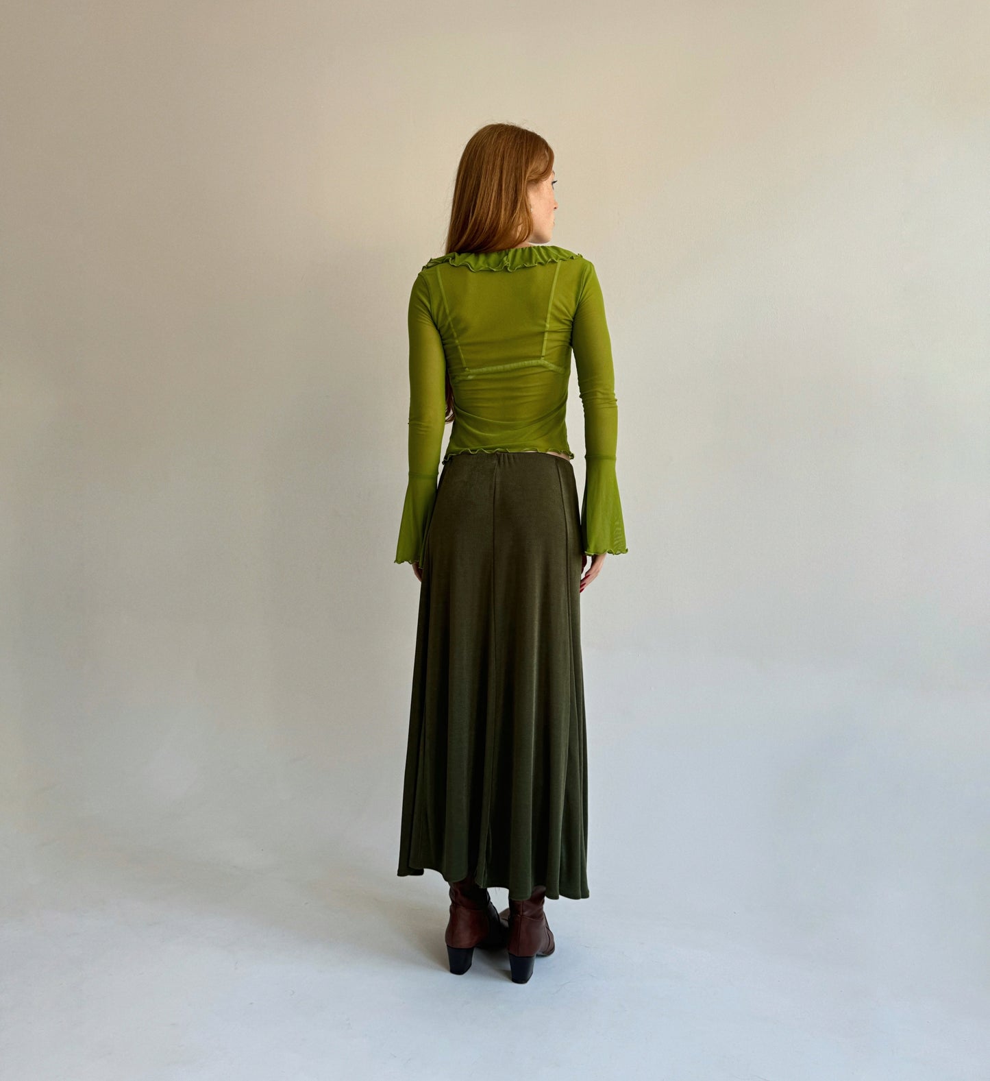 Vintage elastic green maxi skirt