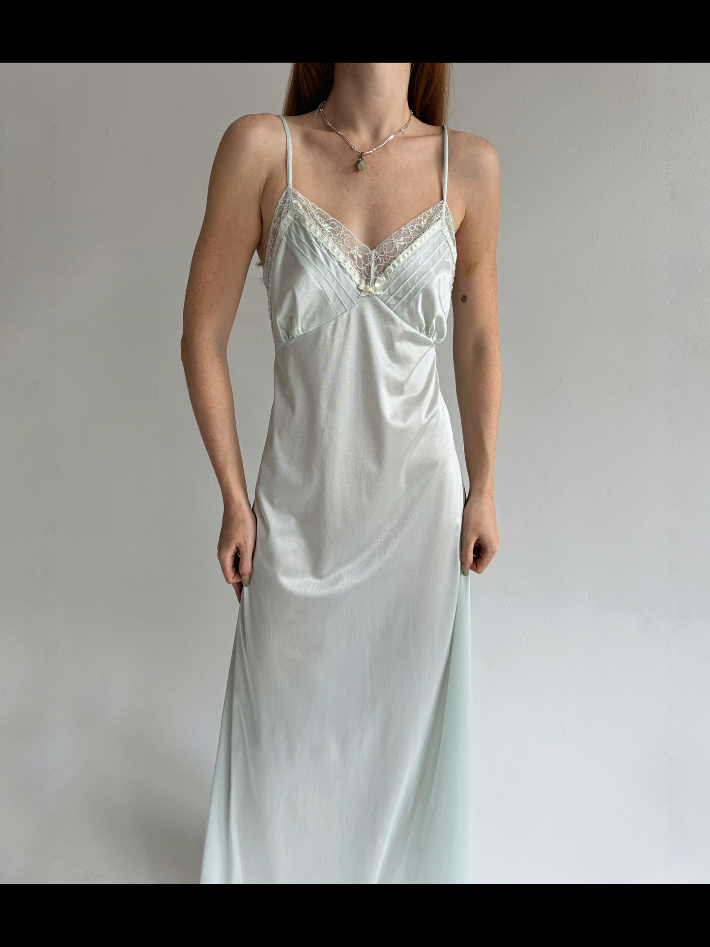 Vintage ice blue maxi slip dress