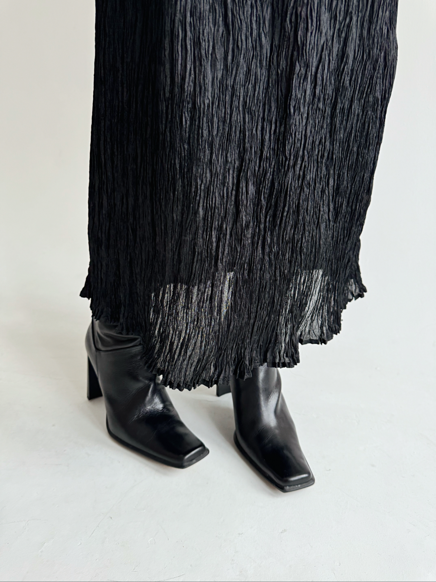 Vintage viscose black semi transparent skirt